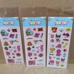 かわいい動物の立体ステッカー3シートセット