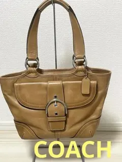 COACH オールドコーチトートハンドバッグ レザーショルダーバッグ キャメル
