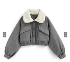 ボア襟ショート丈ジャケット[kz569]