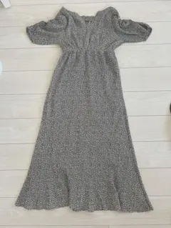 mline 楊柳フラワープリントワンピース Sサイズ　グレー