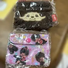 Monchhichi もこもこスクエアポーチ&ビニールポーチ