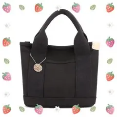 ●新品●ミニトートバッグ ＜ブラック＞丈夫 買い物 お散歩 通勤 通学