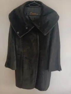 ダークグレー ロングコート 大きな襟