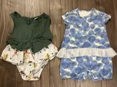アプレレクールロンパース70と花柄ロンパース86サイズの2枚セット