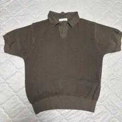 エアリーメランジニットポロシャツ　モカ　ユニセックスMサイズ