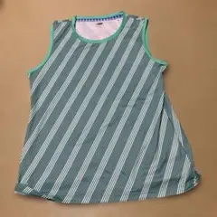 緑と白のストライプ ノースリーブタンクトップ
