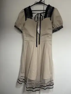 新品　BUBBLES レース切り替え 半袖ワンピース ベージュ　地雷系