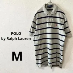 polo by Ralph Lauren ボーダー柄ポロシャツ　グレー　M 綿