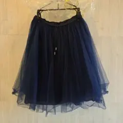 COMME CA FILLEネイビー チュールスカート150