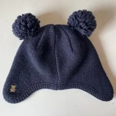 familiar ポンポン付きニット帽 ネイビー