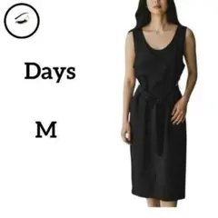 デイズ　コットンオーバーオールM　ブラック　重ね着　リボン　ダブルポケット