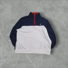 NAUTICA ハーフジップ フリース XL 刺繍ロゴ