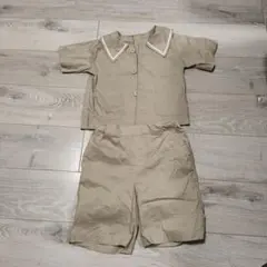 ベージュ 半袖シャツ ショートパンツセット 110