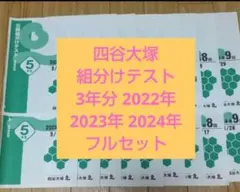 四谷大塚　公開　組分けテスト　5年生 2022年 2023年 2024年 3年分