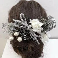 ラス1☆髪飾り☆ブラック振袖和装卒業式成人式結婚式袴ヘッドドレスドライフラワー