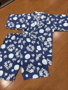 花柄　甚平 ネイビー 110