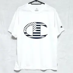 Champion チャンピオン ホワイト アメリカ国旗デザイン Tシャツ L