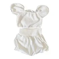 ドレス　90cm-100cm 白　セットアップ　スカート　クロップド