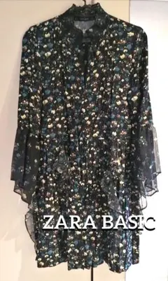 3シーズン対応♡可愛い ZARA BASIC 胸元リボンフレアさらさらワンピース