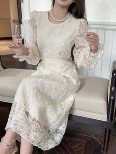 SHEIN ワンピース　Aライン　レース　ドレス