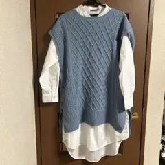 SHOO LA RUE ダイヤモンド編み ニットベストシャツセット