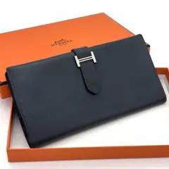 エルメス ベアン デュプリ 三つ折り財布 エプソン ブラウン長財布