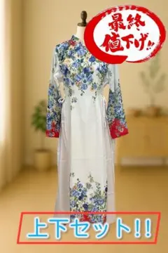 アオザイ パーティ 衣装 撮影 民族衣装 舞台 旅行 記念 花柄 夏 ８