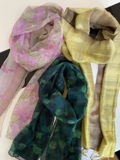 【お値下】お洒落なストール3点セット（イエロー・グリーン・ピンク）　春