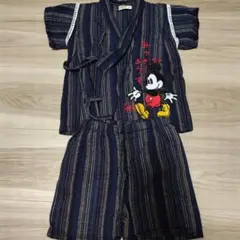 ミッキーマウス刺繍入り甚平 80サイズ ネイビー系
