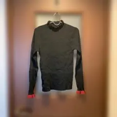merlot ブラック×レッド リブニット ハイネック 長袖 F