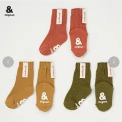 &mignon アンドミニョン ベビー　3足組クルーソックス 9～15cm