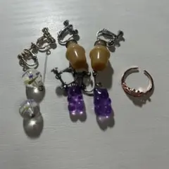 クリップ式イヤリング5ペアセット