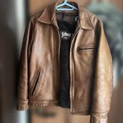 Schott ブラウンレザーライダースジャケット