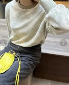 ほぼ未使用mi via loca ワッフルタイダイ配色ステッチロンT