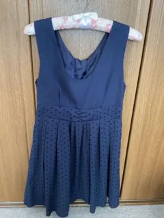 マジェスティックレゴン　ネイビー ドット柄 ジャンバースカート