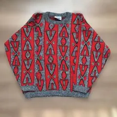 古着 ニット グレー 赤