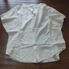 GLOBAL WORK　ランダムドット　フレンチスリーブ　ブラウス　L