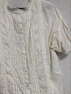 earth music&ecology 刺繍レースブラウス 白 ナチュラル