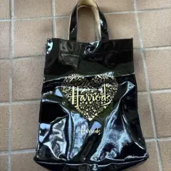 Harrods トートバッグ ブラック ゴールド エナメル調
