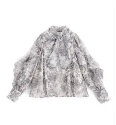 GRL グレイル 花柄フリルボウタイオーガンジー ブラウス