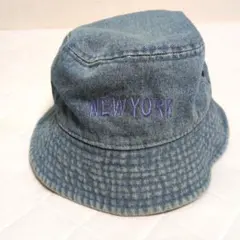 NEWHATTAN デニム バケットハット NEW YORK刺繍　S/M