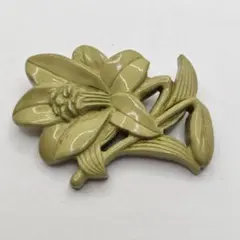 【レトロ】花モチーフ ブローチ ヴィンテージ グリーン