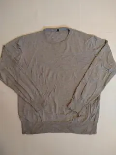 MUJI コットンシルク クルーネックハイゲージニット 杢グレイ 無印良品