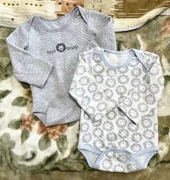 ロンパース 95cm グレーと白のライオンプリント　2点セット