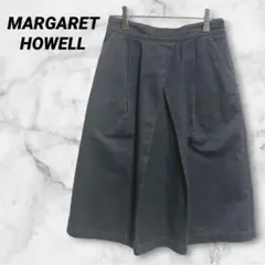 【マーガレットハウエル】タック入りひざ丈フレアスカート コットン ポケットのサムネイル