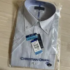 CHRISTIAN ORANI 半袖Yシャツ Lサイズ ブルー ストライプ