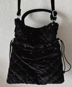 アフタヌーンティー　ラメキルティングショルダーバッグ　黒のサムネイル
