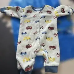 moelleux 車と飛行機柄ロンパースモコモコ