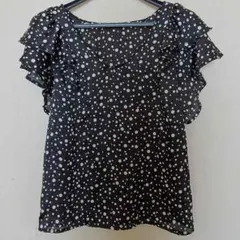 INGNI ドット ブラウス ブラック フリル シャツ