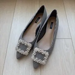 OHGA ビジューパンプス　千鳥柄